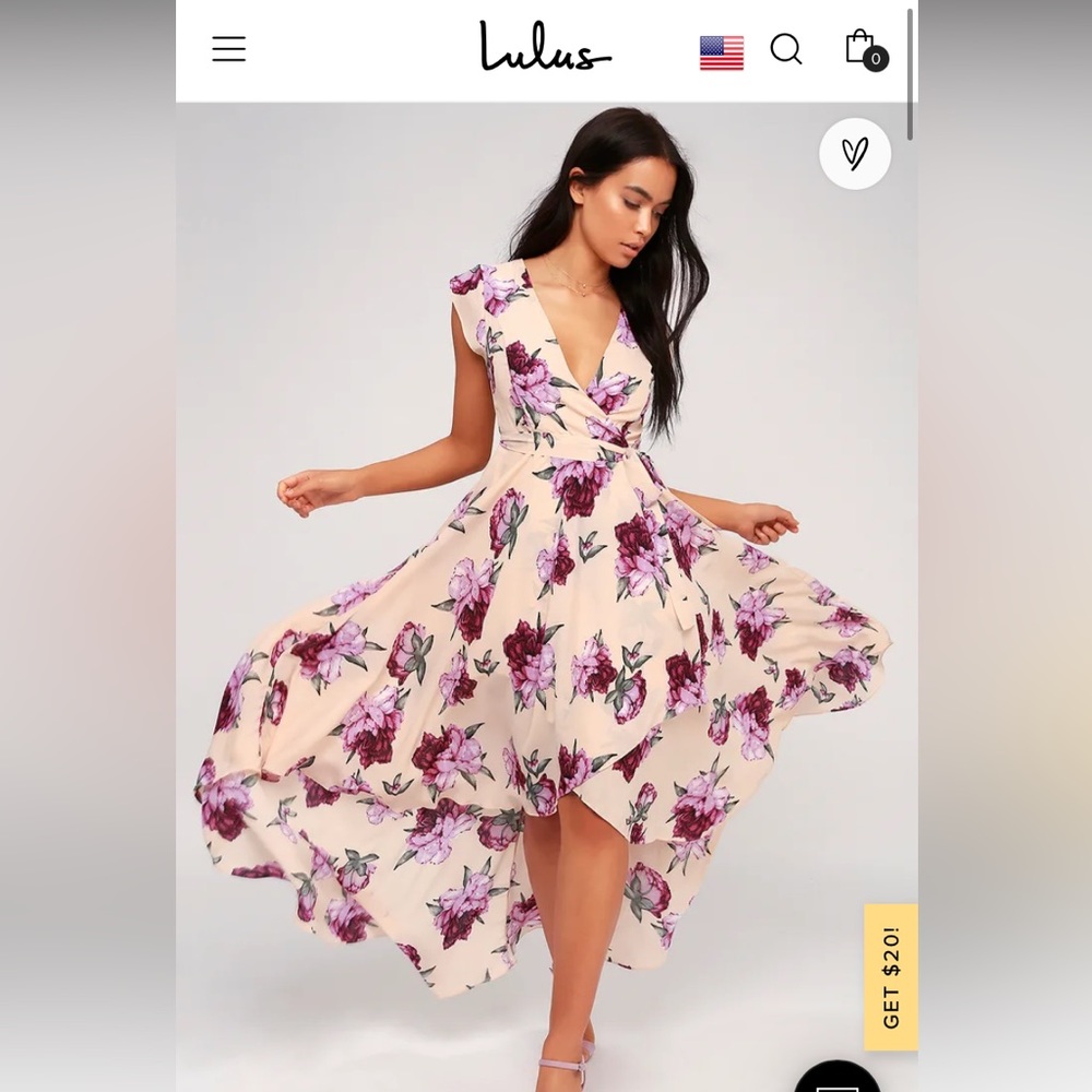 Lulus high low pink floral dress